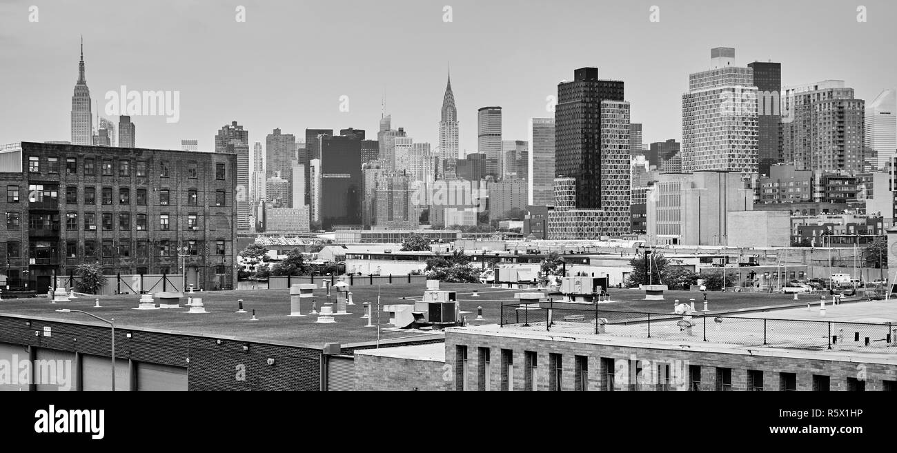 New York City Skyline von der Brooklyn, USA gesehen. Stockfoto