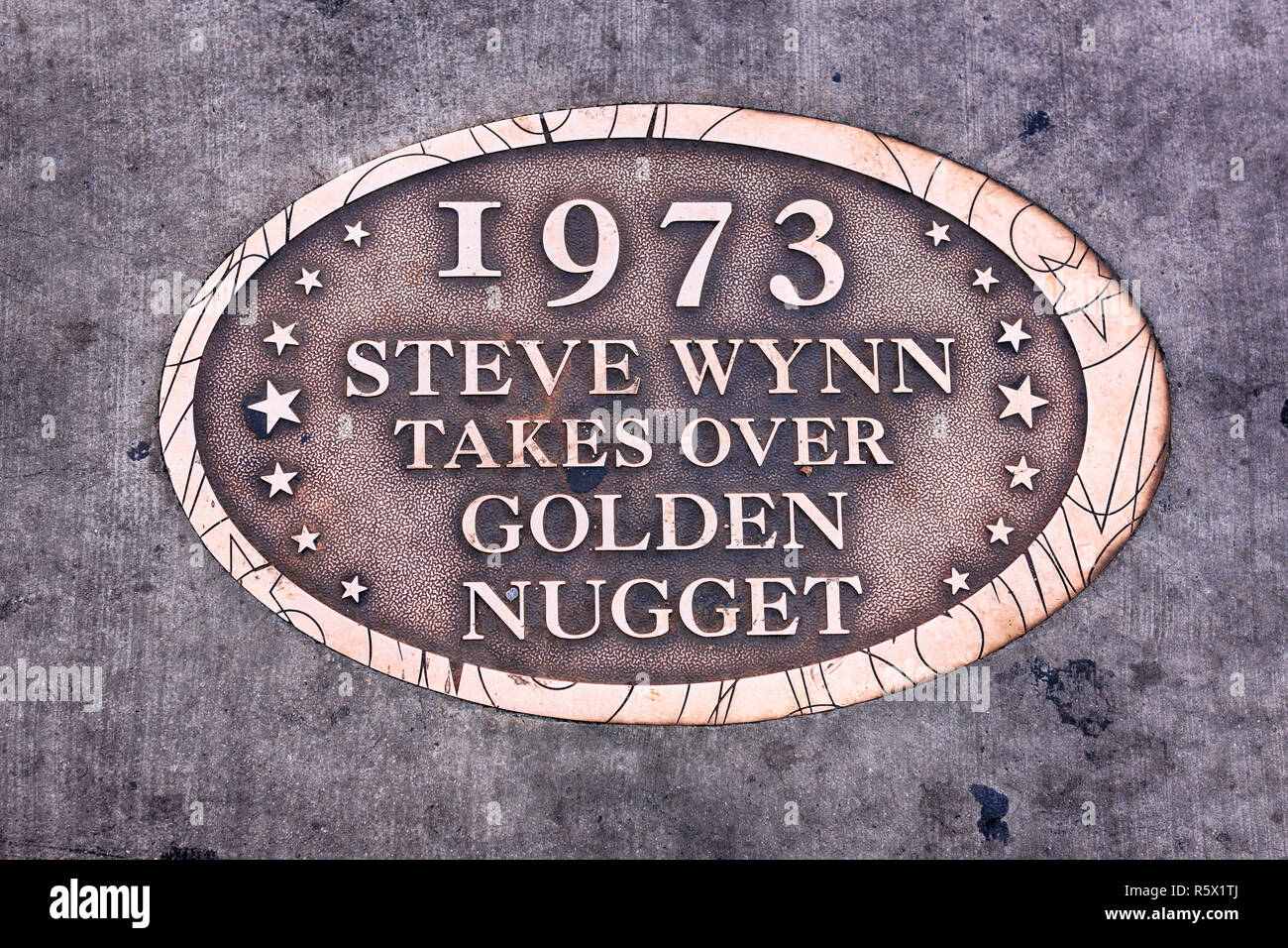 1973 Steve Wynn Übernimmt das Golden Nugget Hotel Casino Plakette in Las Vegas, NV Stockfoto