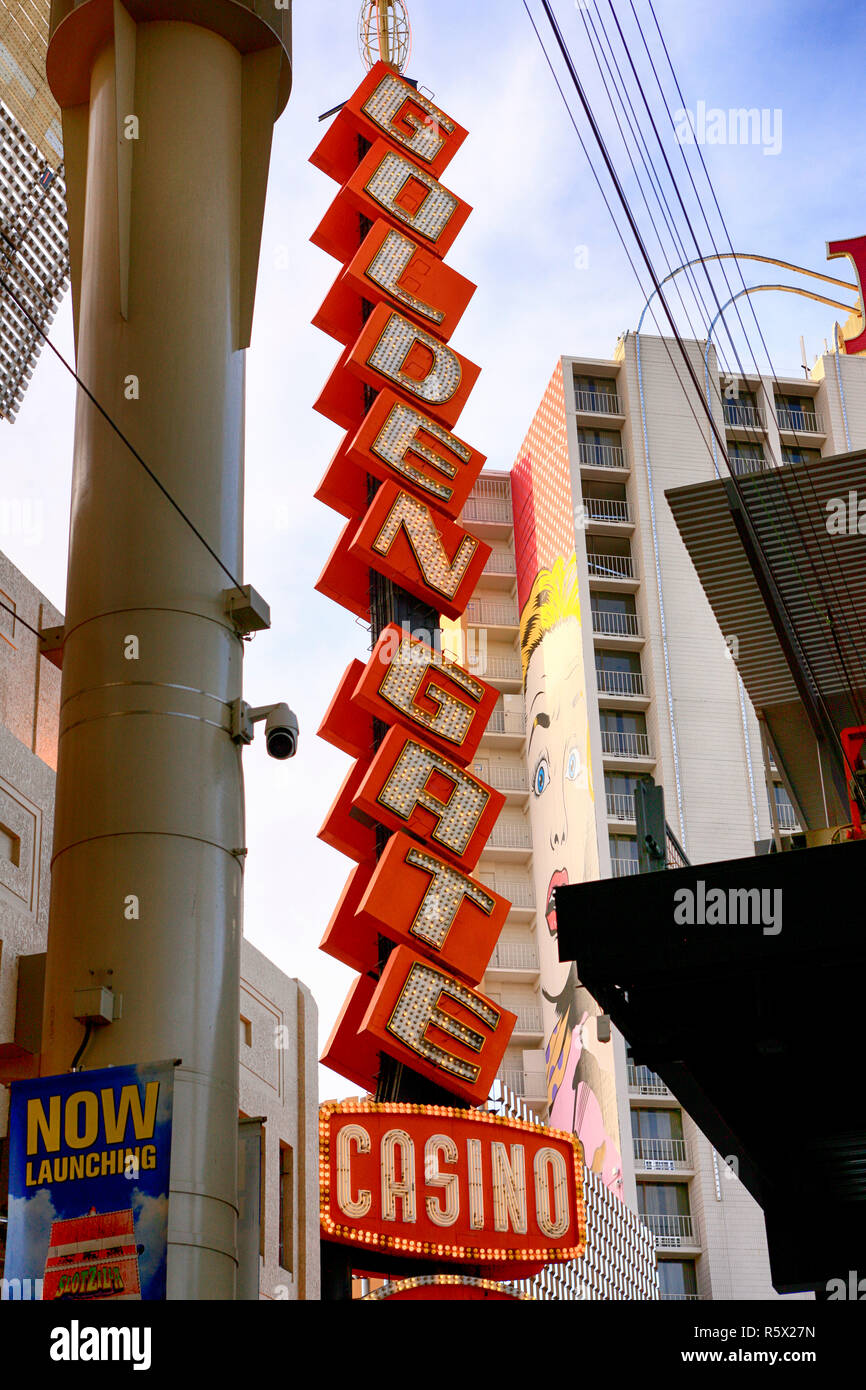 Golden Gate Casino signage auf Freemont Strasse im alten Stadtzentrum von Las Vegas, Nevada Stockfoto