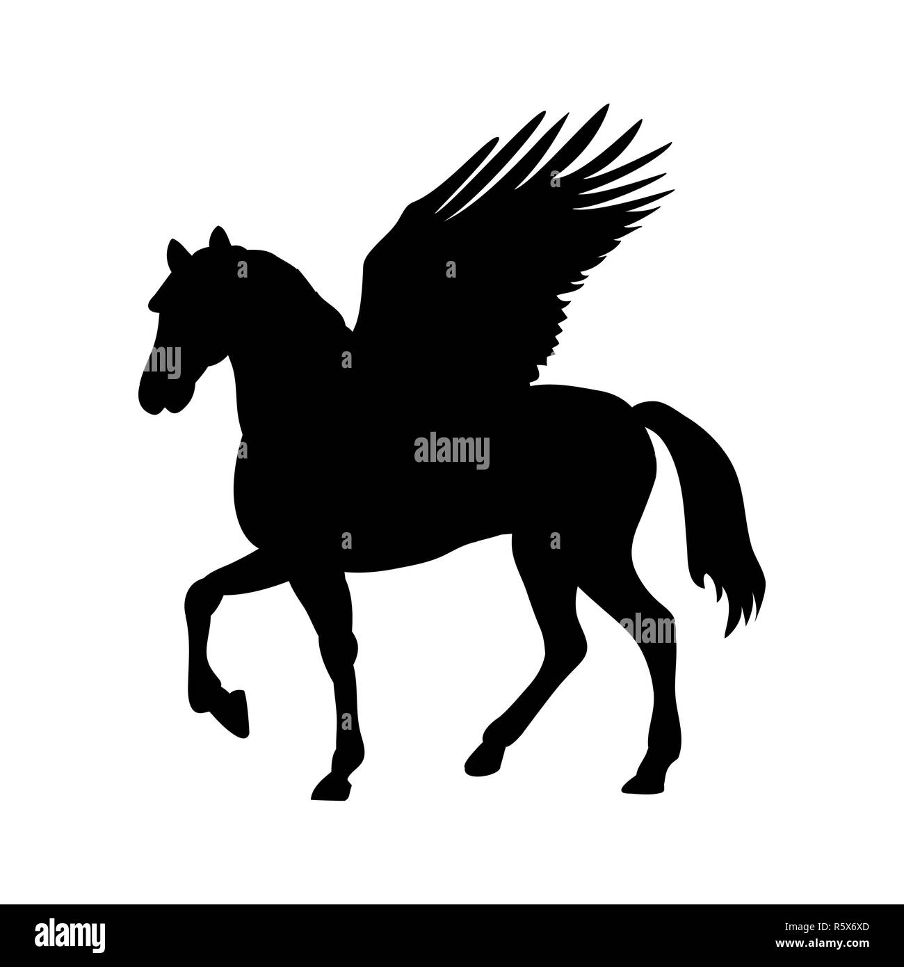 Pegasus silhouette Mythologie Symbol fantasy Märchen. Stockfoto