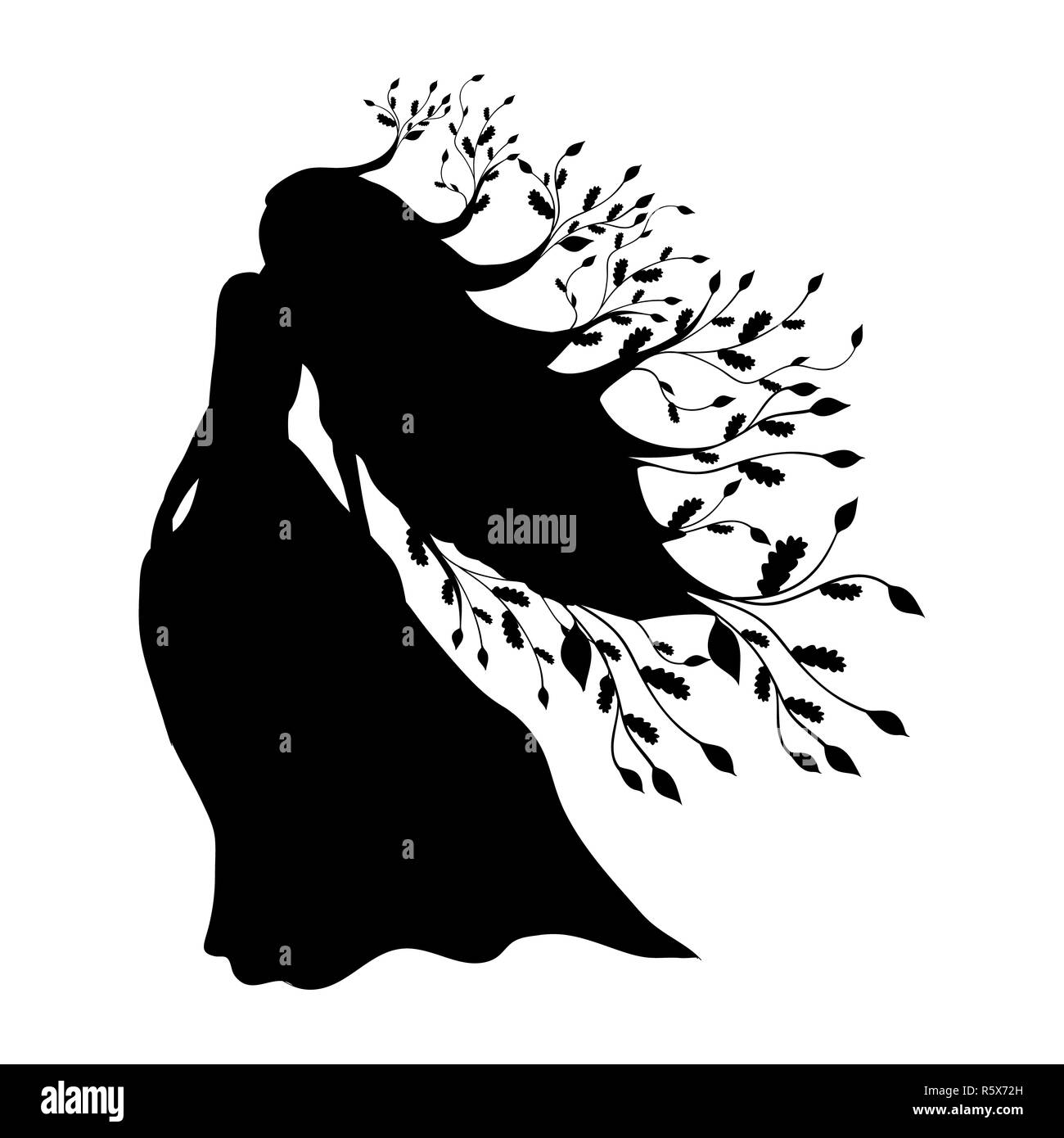 Dryaden Nymphe Wald Silhouette der antiken Mythologie fantasy Stockfoto