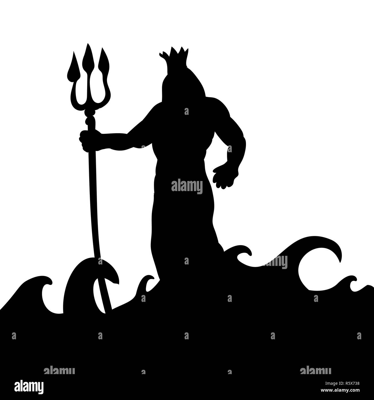 Poseidon Gott Silhouette der antiken Mythologie fantasy Stockfoto