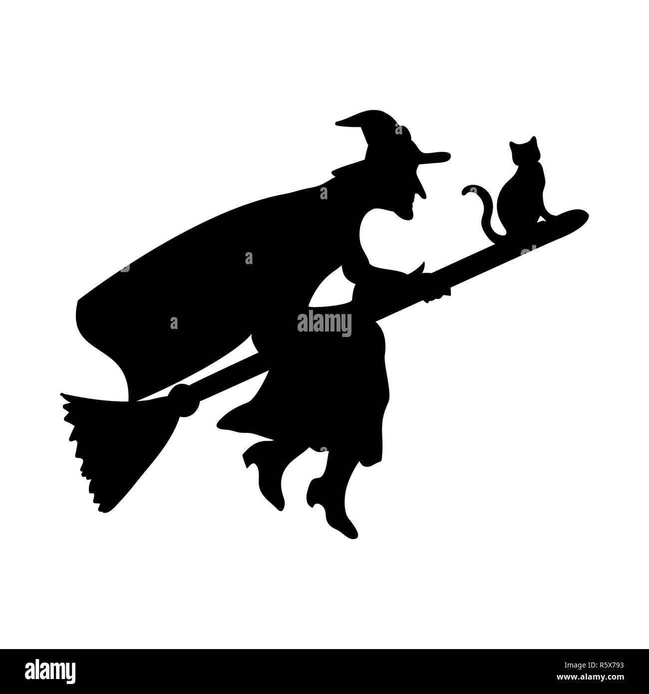 Hexe magische Silhouette fantasy Besen. Stockfoto