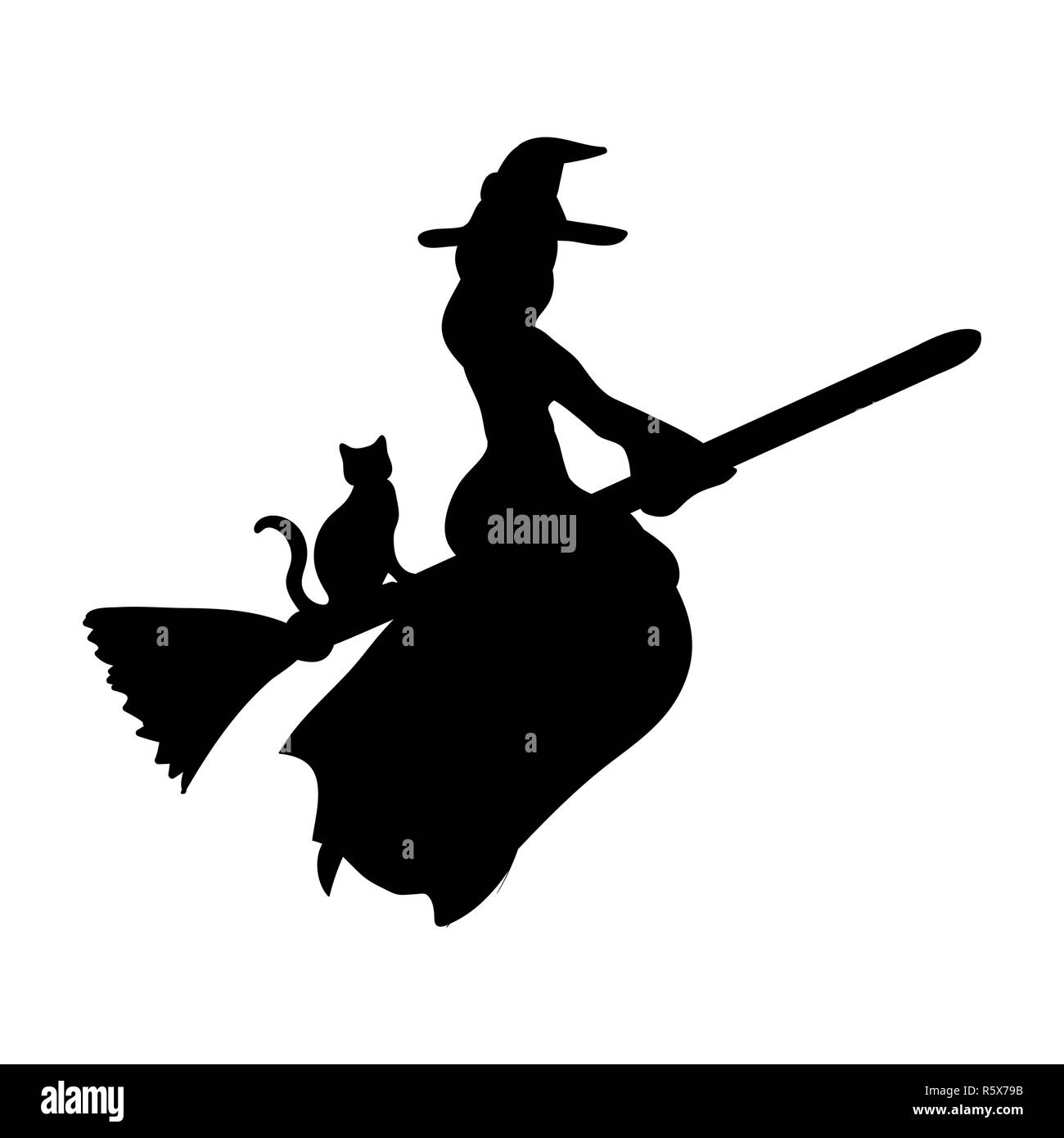 Hexe magische Silhouette fantasy Besen. Stockfoto