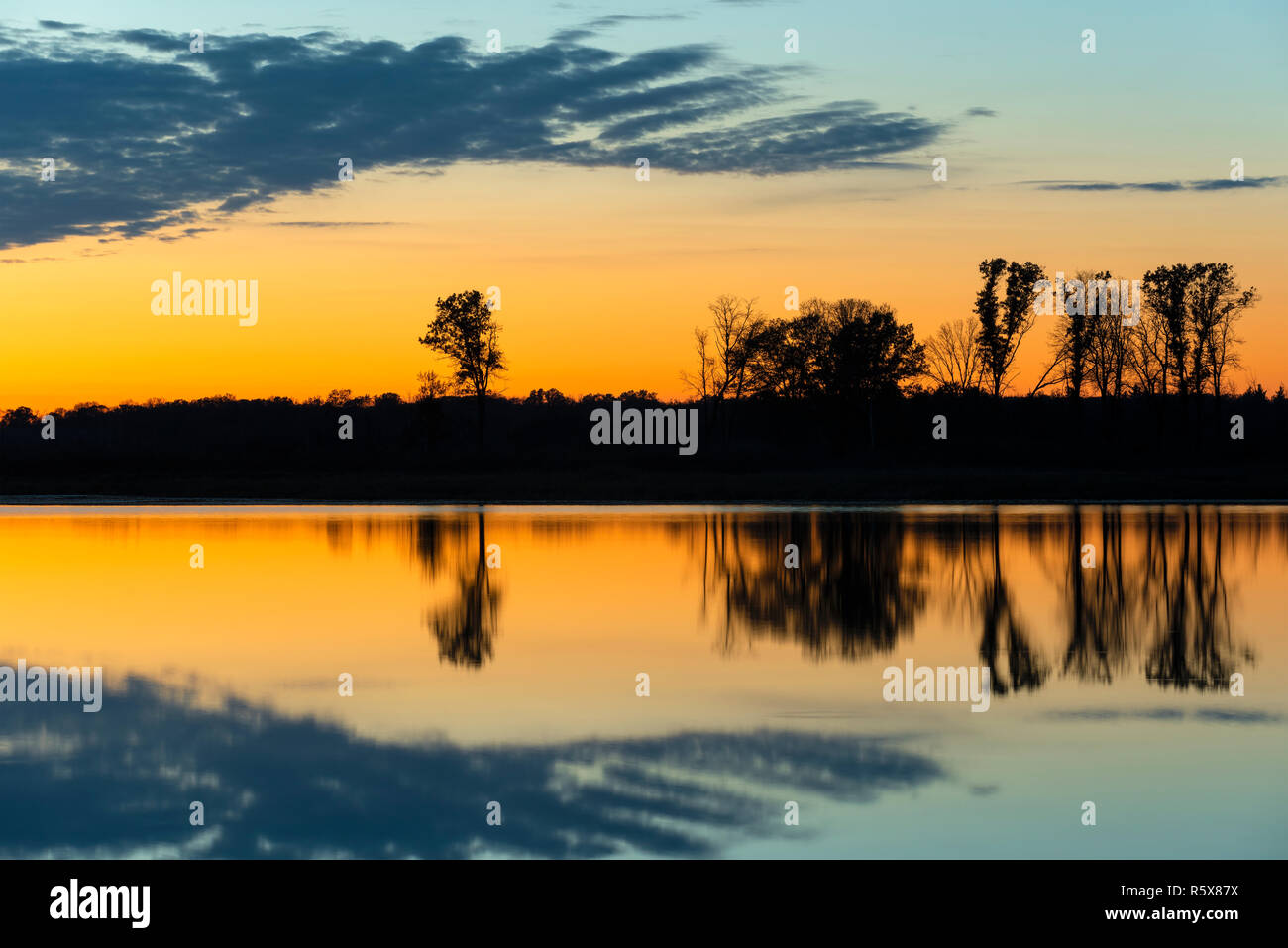 Sonnenuntergang, Crex wiesen Wildlife Management Area, November, Grantsburg, WI, USA, von Dominique Braud/Dembinsky Foto Assoc Stockfoto