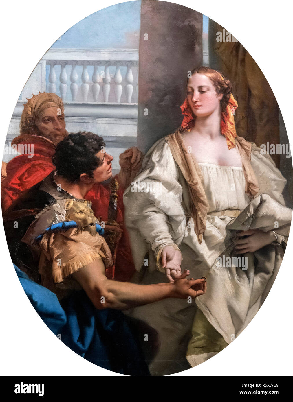 Latinius bietet seine Tochter Lavinia zu Aeneas in der Ehe von Giovanni Battista Tiepolo (1696-1770), Öl auf Leinwand, c. 1763/4 Stockfoto