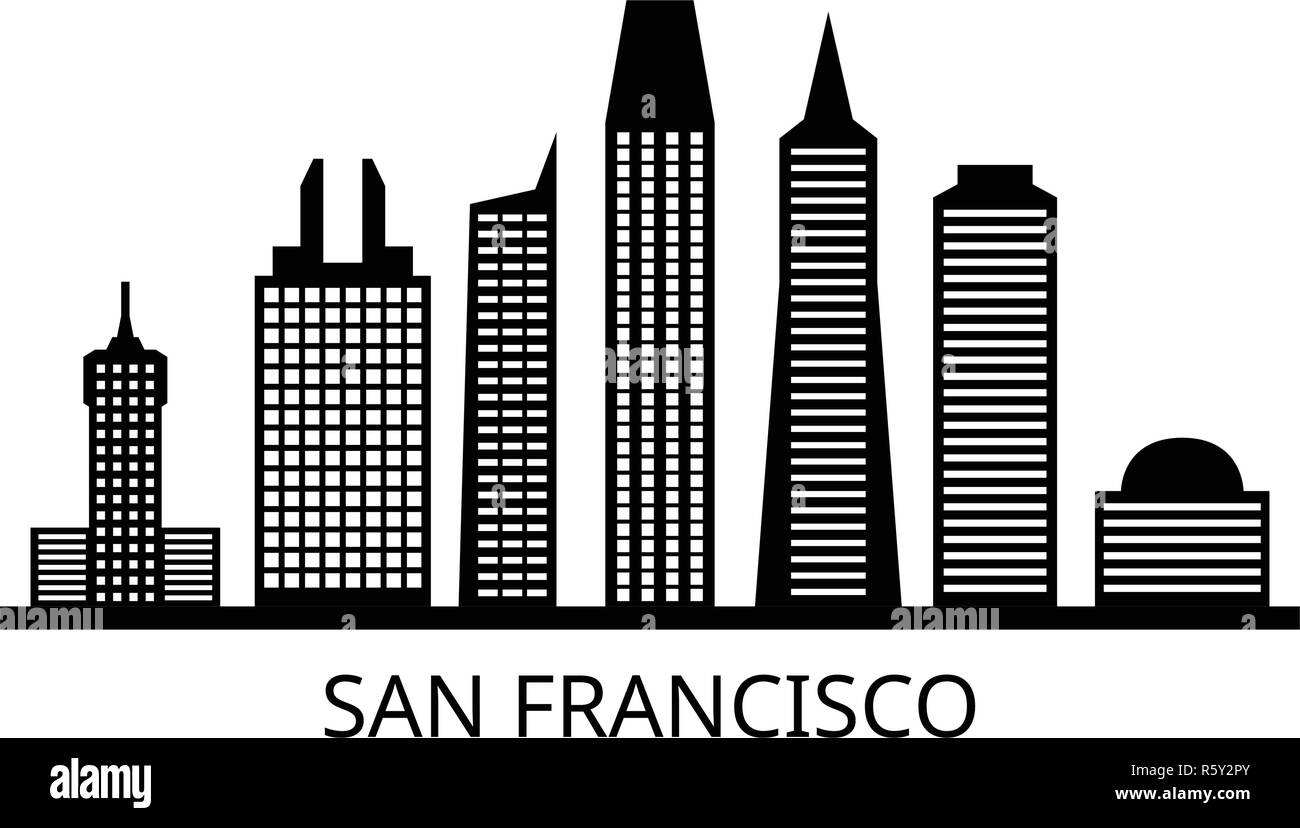 San Francisco Skyline auf weißem Hintergrund Stock Vektor