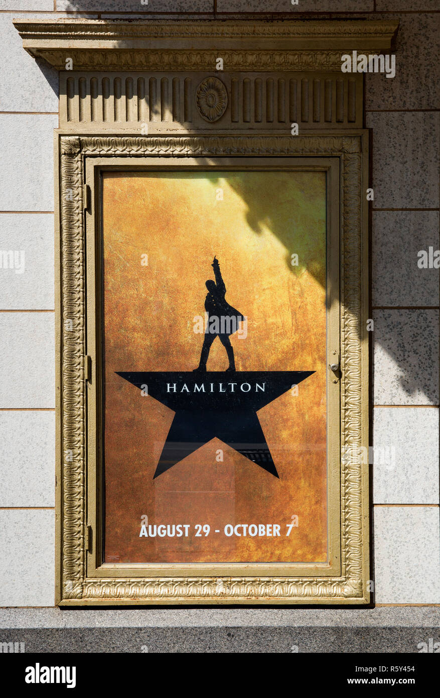 Plakat für die musikalische Hamilton im Orpheum Theater in Minneapolis, Minnesota Stockfoto