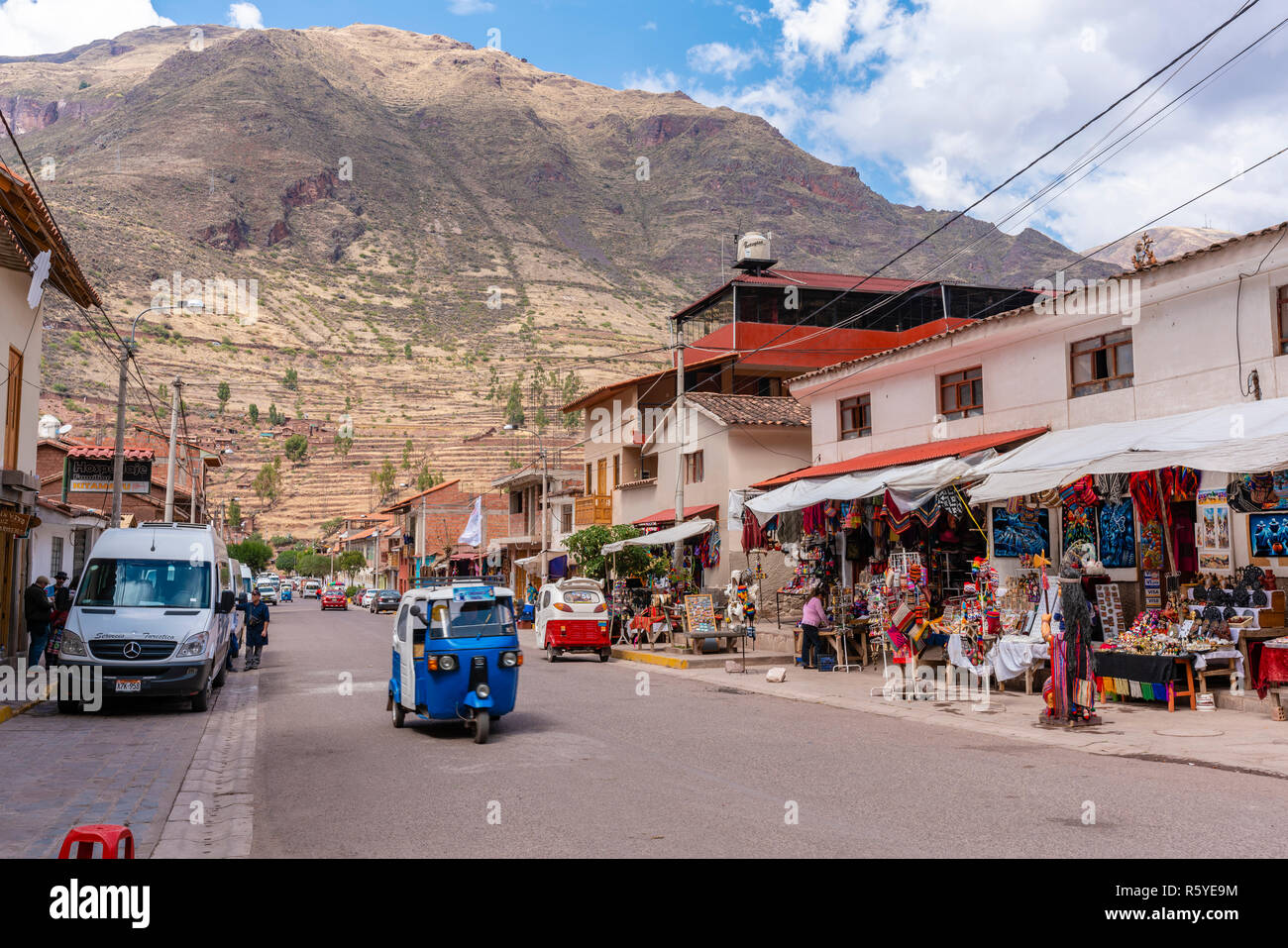 Blick auf das Dorf Pisac in Peru Stockfoto
