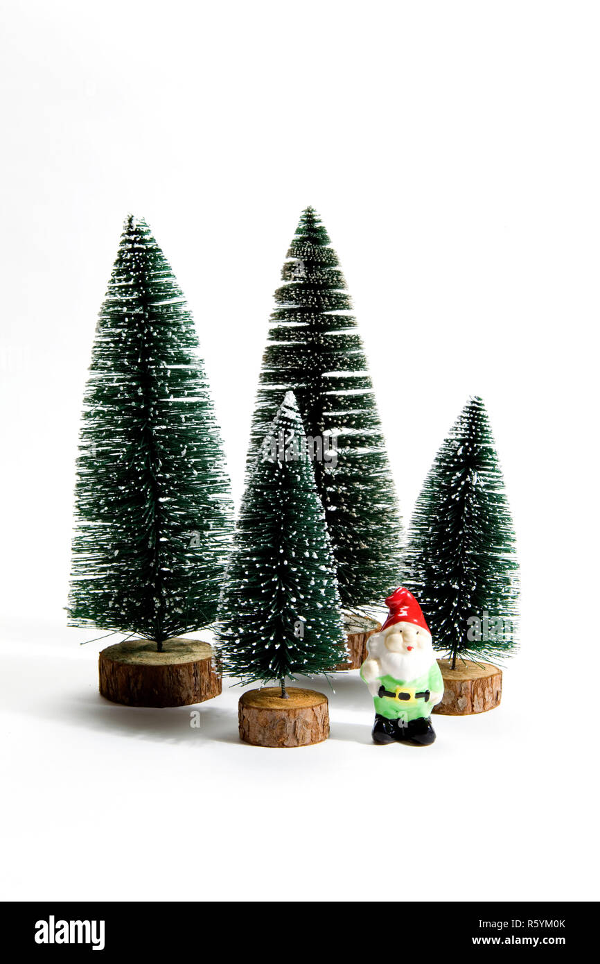 Wald Tannen und Gartenzwerg Stockfoto