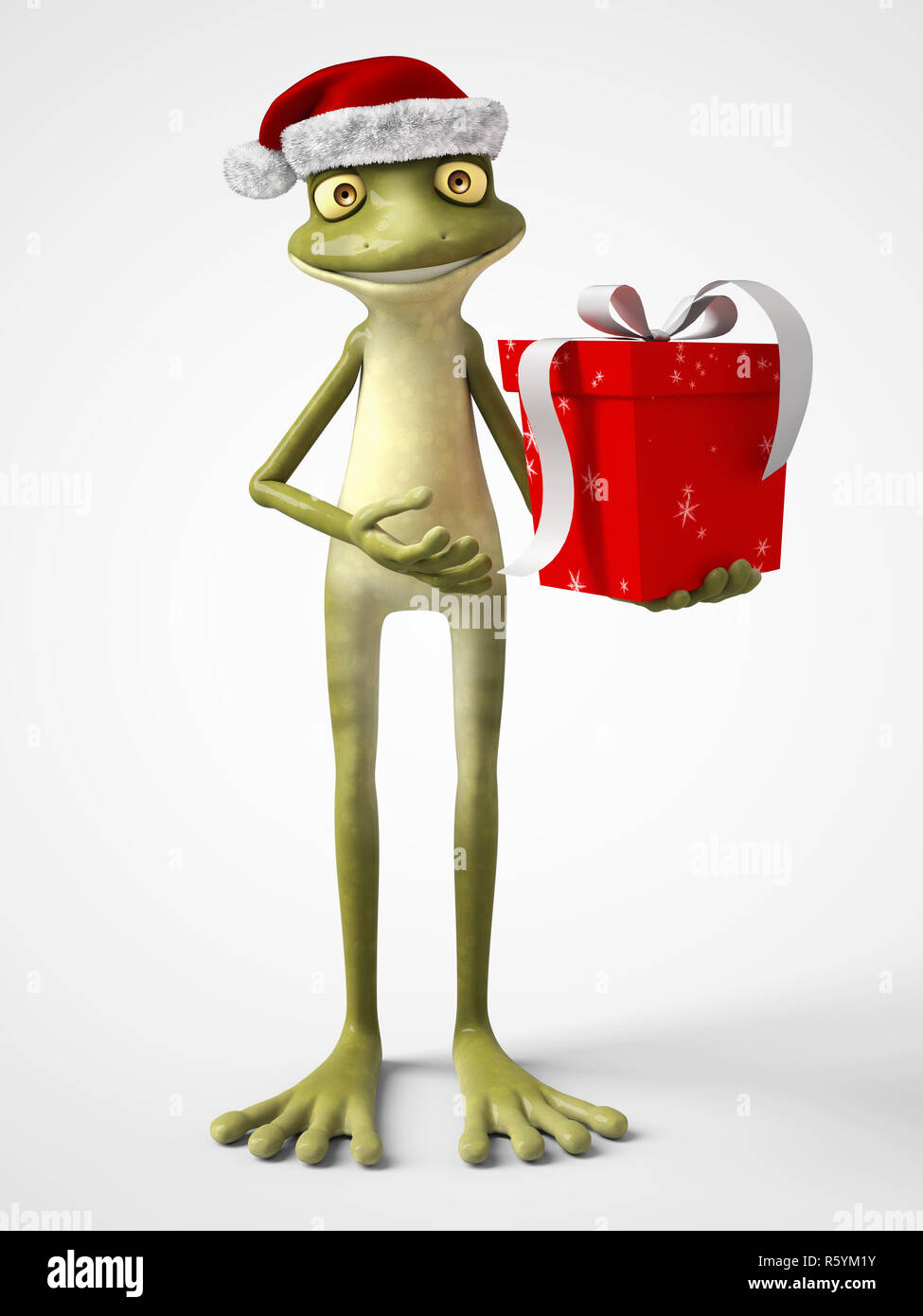 3D-Rendering von Cartoon Frosch tragen Santa hat. Stockfoto