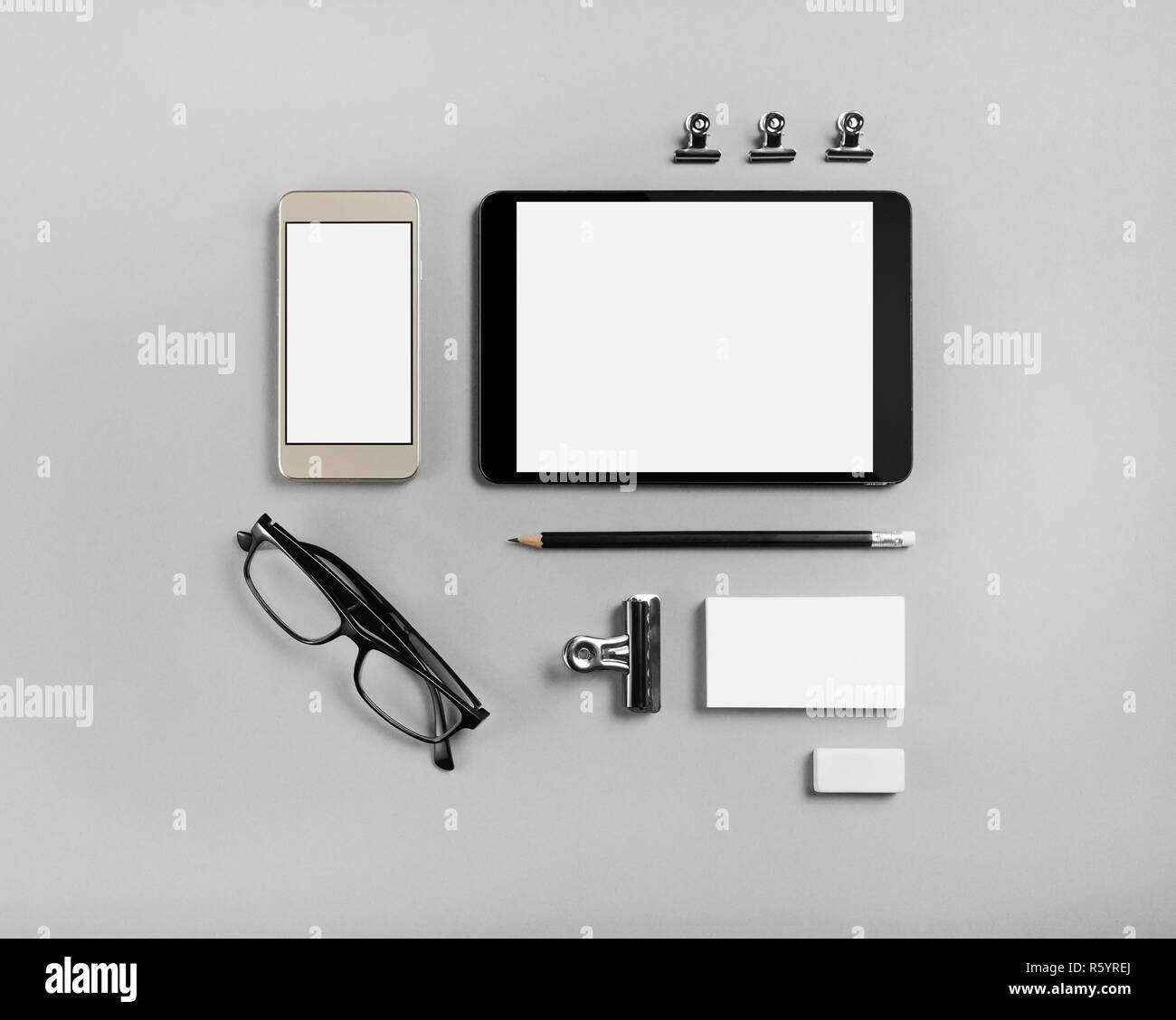 Gadgets und Schreibwaren Stockfoto