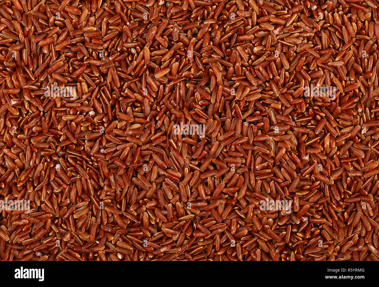 Rot Braun roher Reis Nahaufnahme Hintergrund Stockfoto
