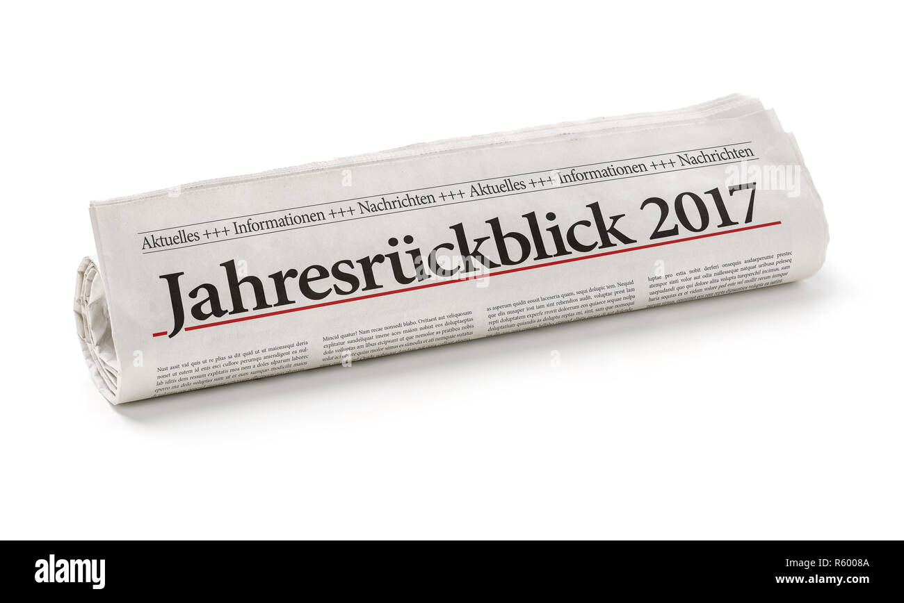 Zeitung Rolle mit dem Titel Das Jahr im Rückblick 2017 Stockfoto