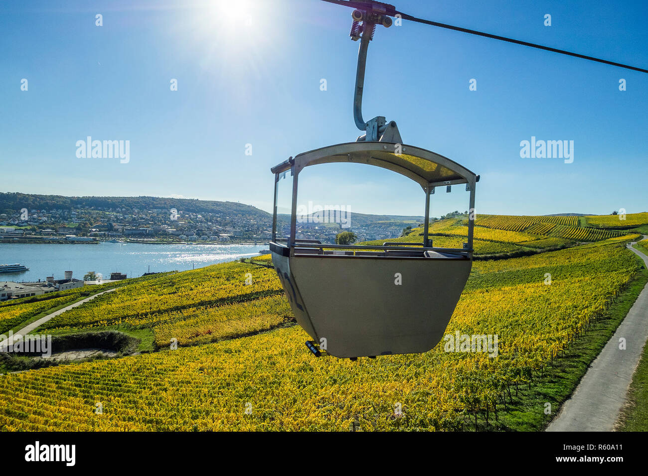 Seilbahn in der Nähe von rÃ¼desheim am Mittelrhein am Niederwalddenkmal Stockfoto