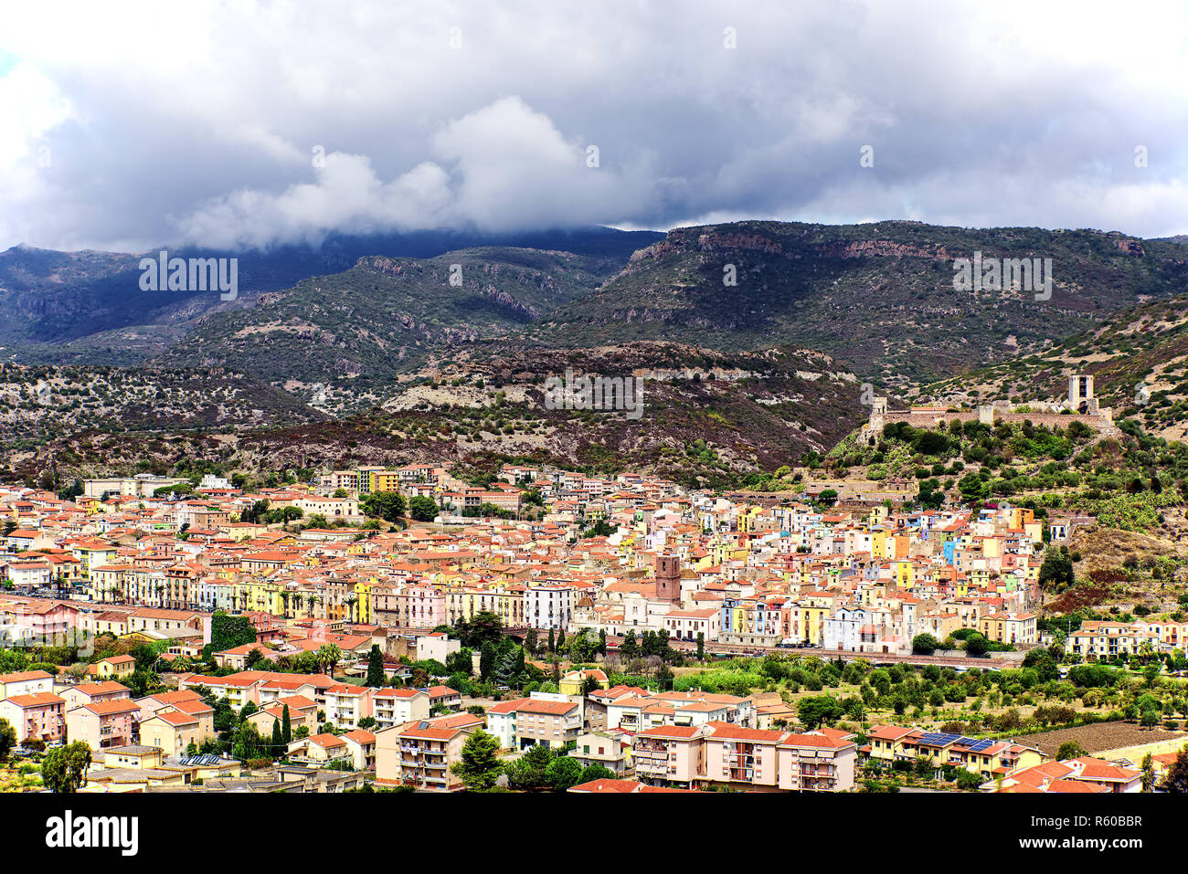 Comune di Bosa Sardinien Stadt Castello Malaspina Stockfoto