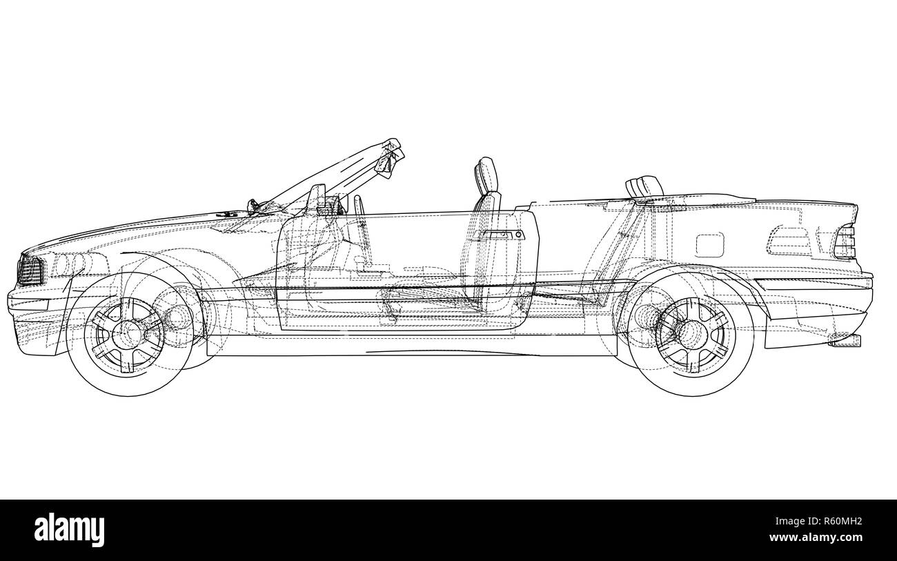 Auto cabrio Konzept. 3D-Darstellung Stockfoto
