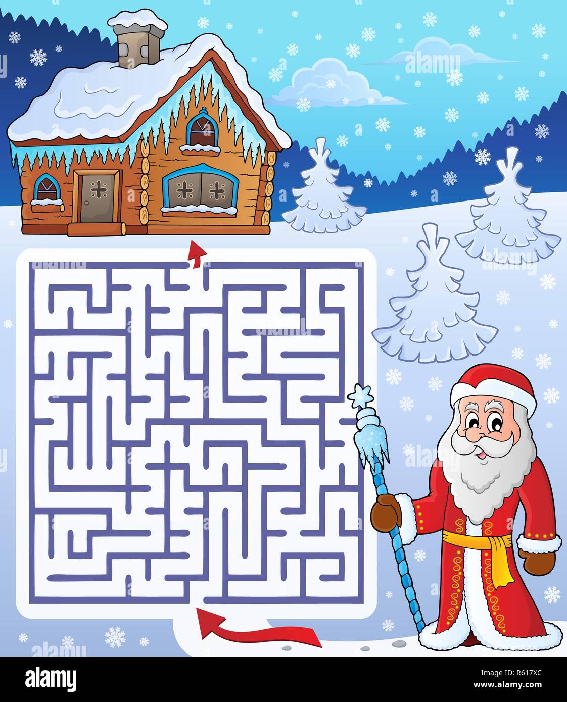 Labyrinth 3 mit Vater Frost theme Stockfoto