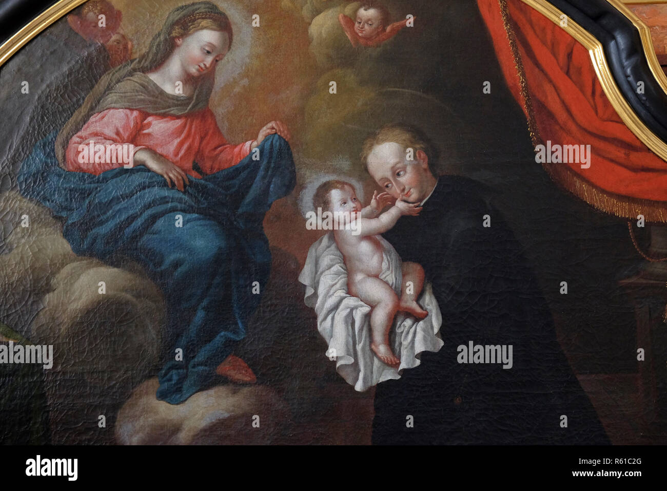 Hl. Stanislaus Kostka änderungsverlangens Jesuskind, Anbetung der Könige altar Jesuitenkirche St. Franz Xaver in Luzern, Schweiz Stockfoto