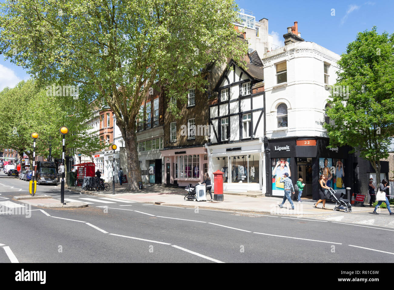 Hampstead High Street, Hampstead Village, Londoner Stadtteil Camden, Greater London, England, Vereinigtes Königreich Stockfoto