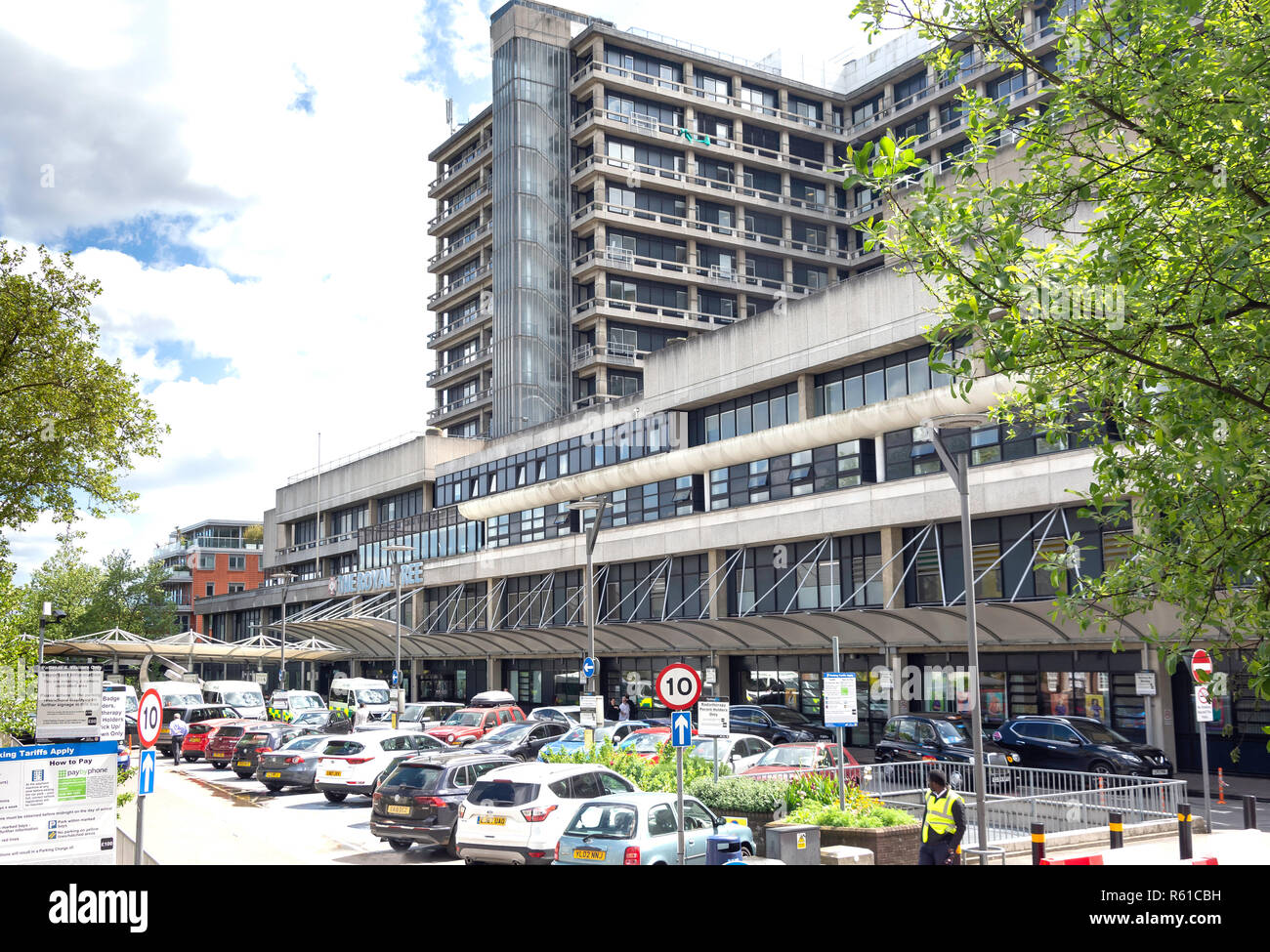 Haupteingang, Royal Free Hospital, Pond Street, Hampstead, London Borough of Camden, London, England, Vereinigtes Königreich Stockfoto