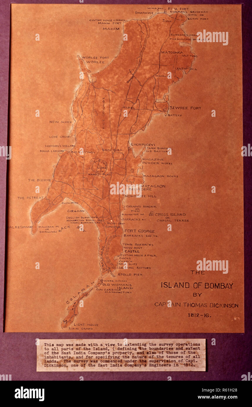 Alte Bombay Karte Stockfoto