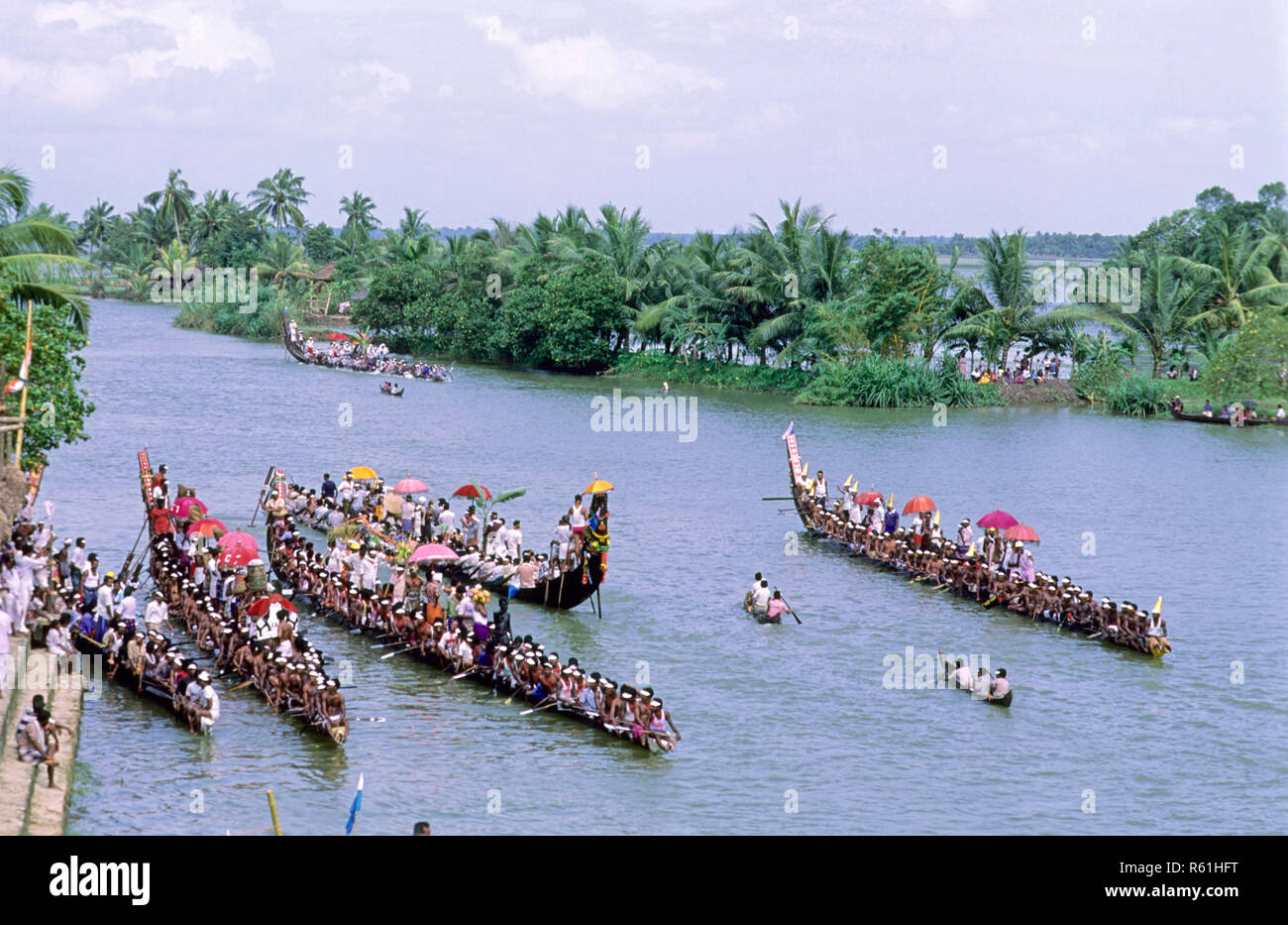 Boat Race Festivals, Schlange Boat Race, Peyipad jalostavam für Haripad Subramanya Tempel, Kerala, Indien Stockfoto