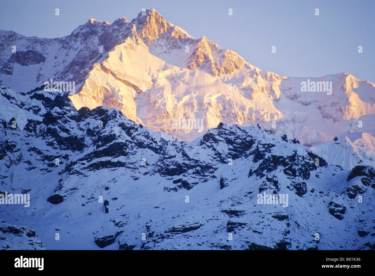 Kanchenjunga Peaks bei Sikkim, Indien Stockfoto
