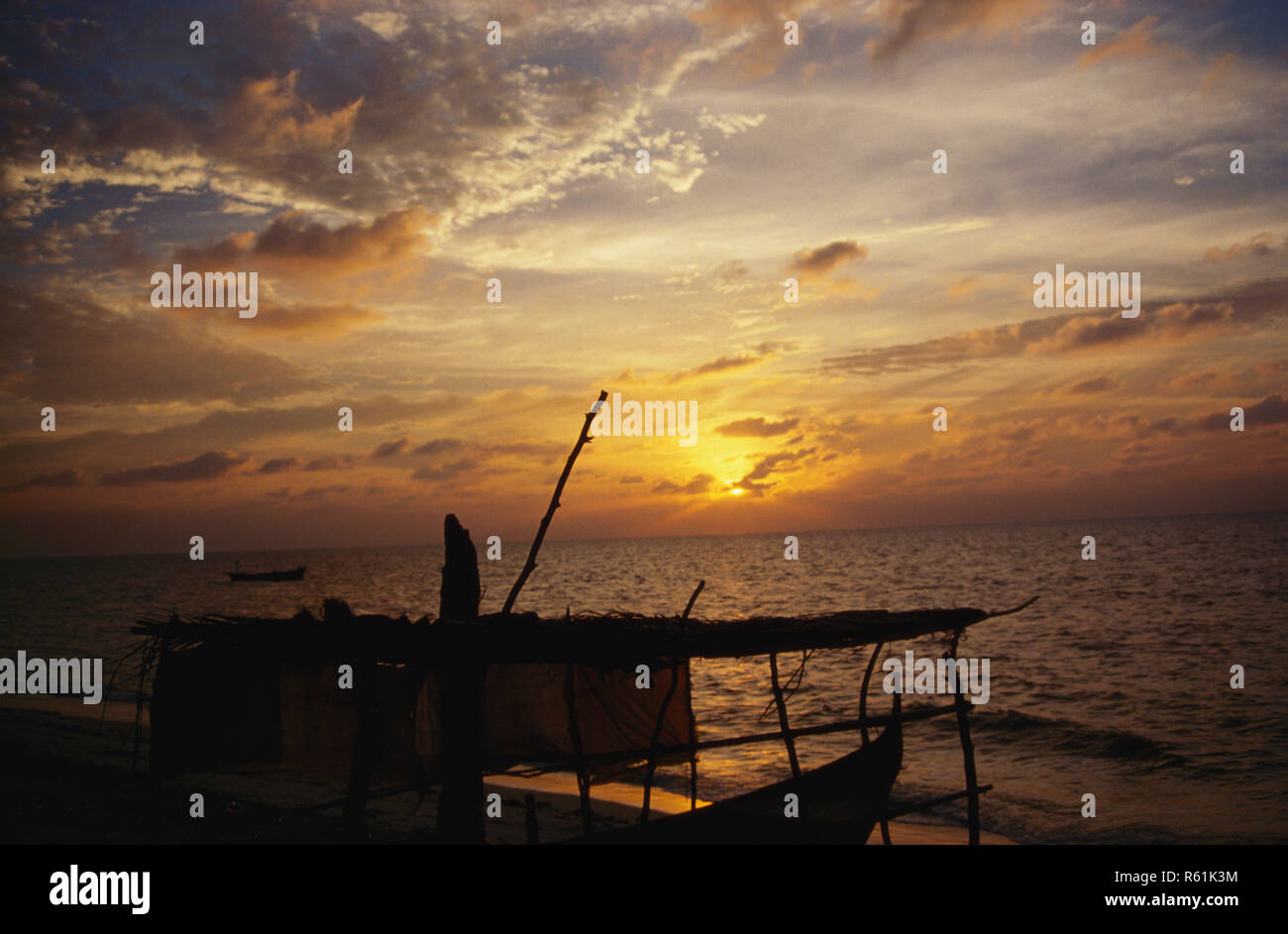 Sonnenuntergang am Kadmat Inseln, Andamanen und Nikobaren, Indien Stockfoto