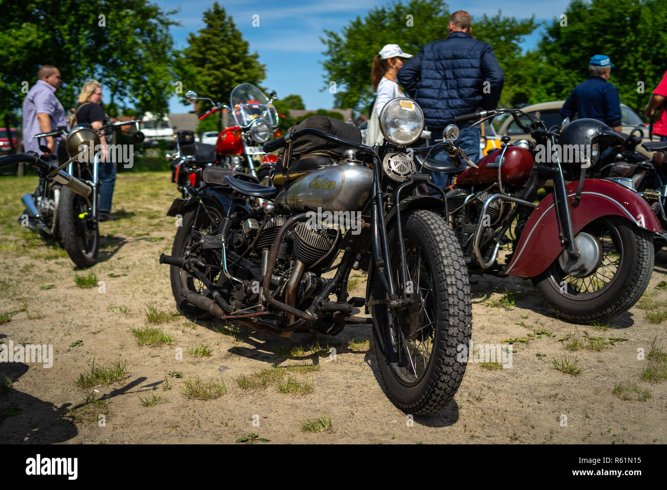 PAAREN IM GLIEN, Deutschland - 19. MAI 2018: Motorrad Indian, 1939. Oldtimer-show 2018 sterben. Stockfoto