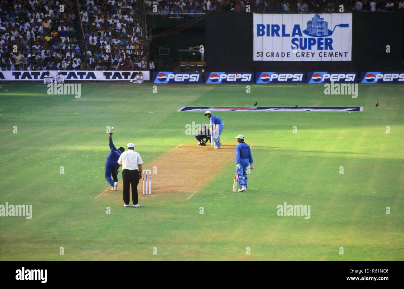 Cricket-Spiel, Wankhede Stadium, Churchgate, Marine Drive, Bombay, Mumbai, Maharashtra, Indien, Asien Stockfoto