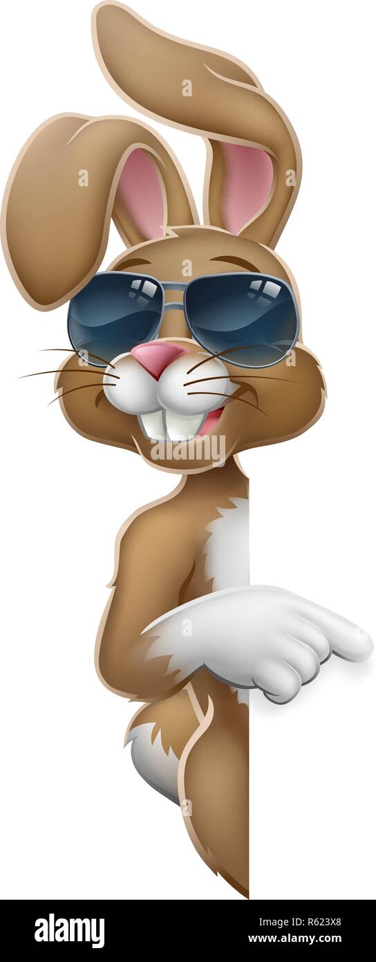 Osterhase Cool Kaninchen zeigen Cartoon Stock Vektor