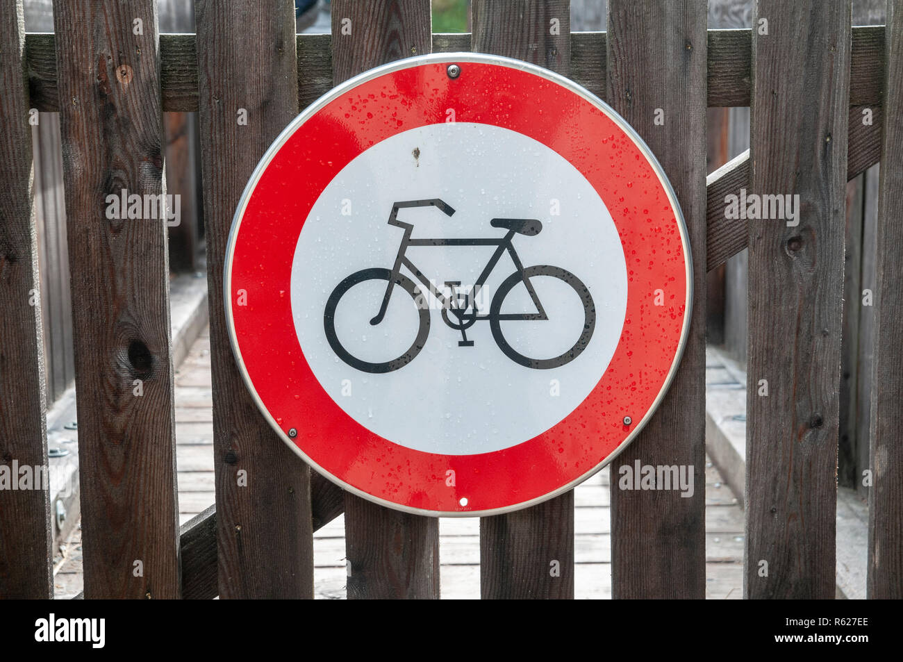 Keine Fahrräder erlaubt Zeichen Stockfoto