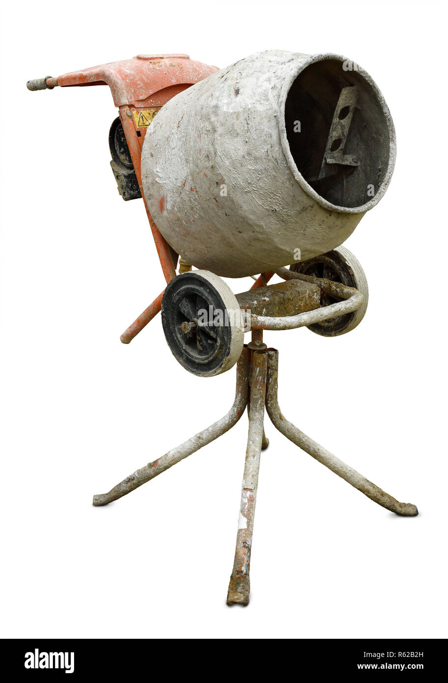 Ausschneiden eines verwendeten elektrischen cement Mixer auf Stativ Stockfoto