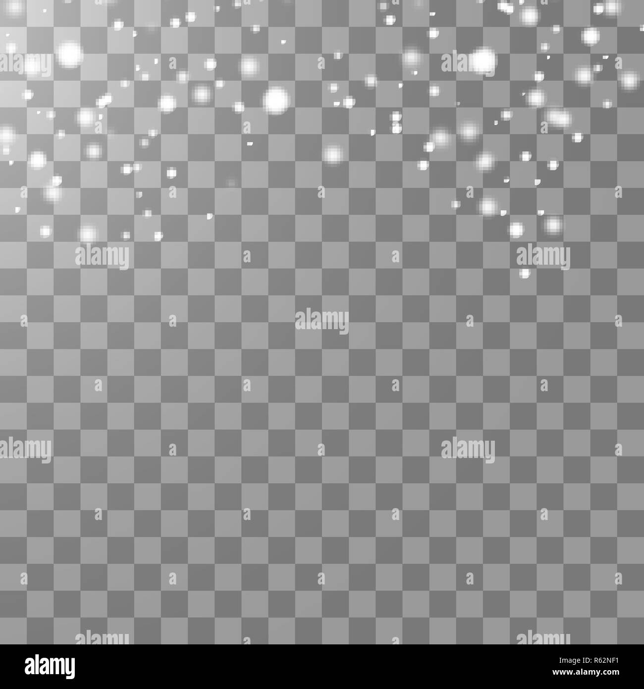 Vektor fallenden Schnee Effekt auf transparentem Hintergrund mit unscharfen Bokeh isoliert. Stock Vektor