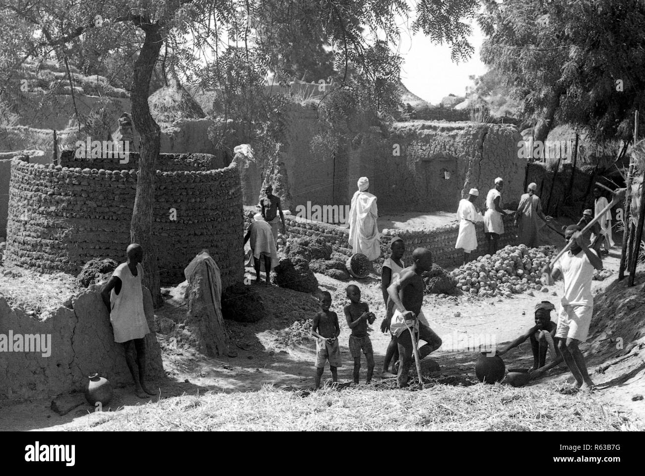 Gebäude Schlamm Häuser in Kano Nigeria Afrika 1950 s Stockfoto