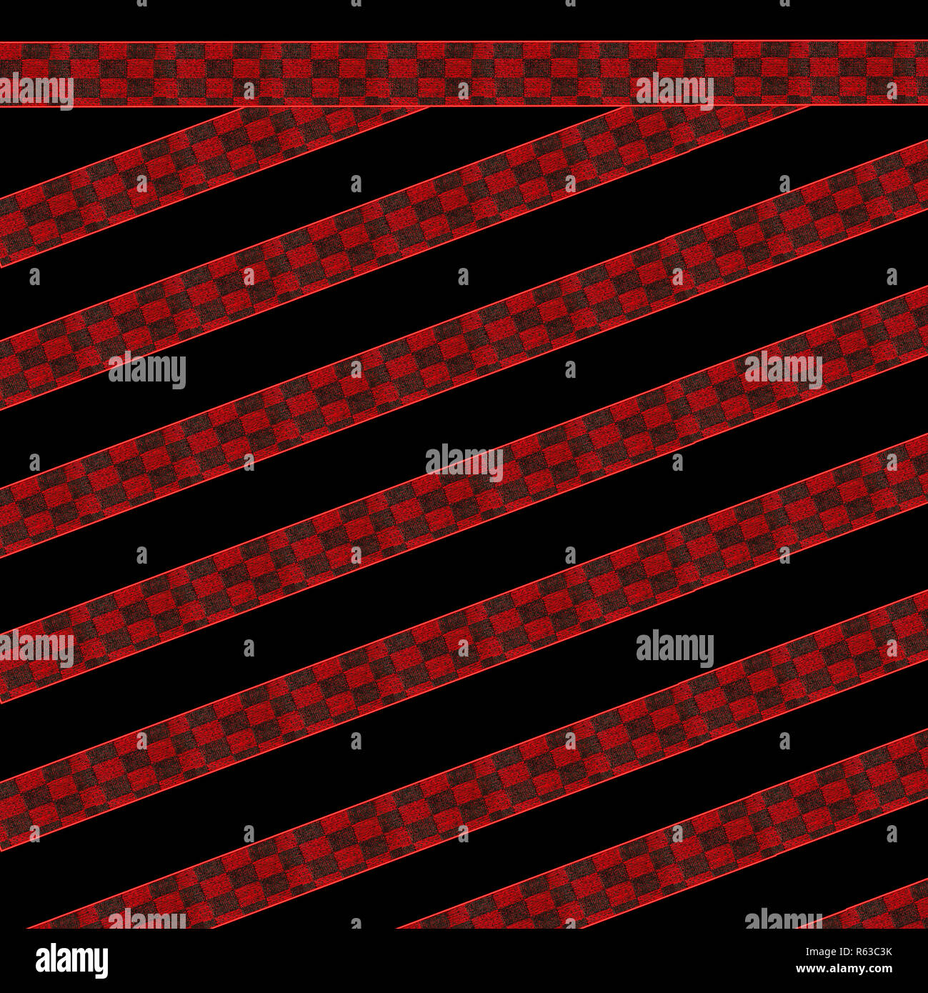 Rote und schwarze Muster mit gewebten Stoff Quadrate mit schwarzen Streifen. Hintergrund Grafik. Stockfoto