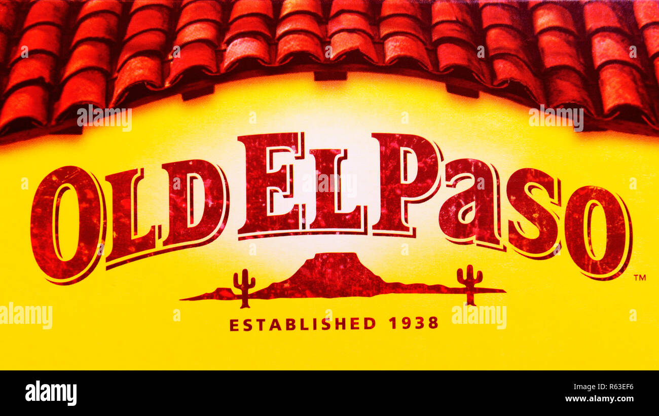 Old El Paso Logo auf der Verpackung eines seiner Produkte Stockfoto