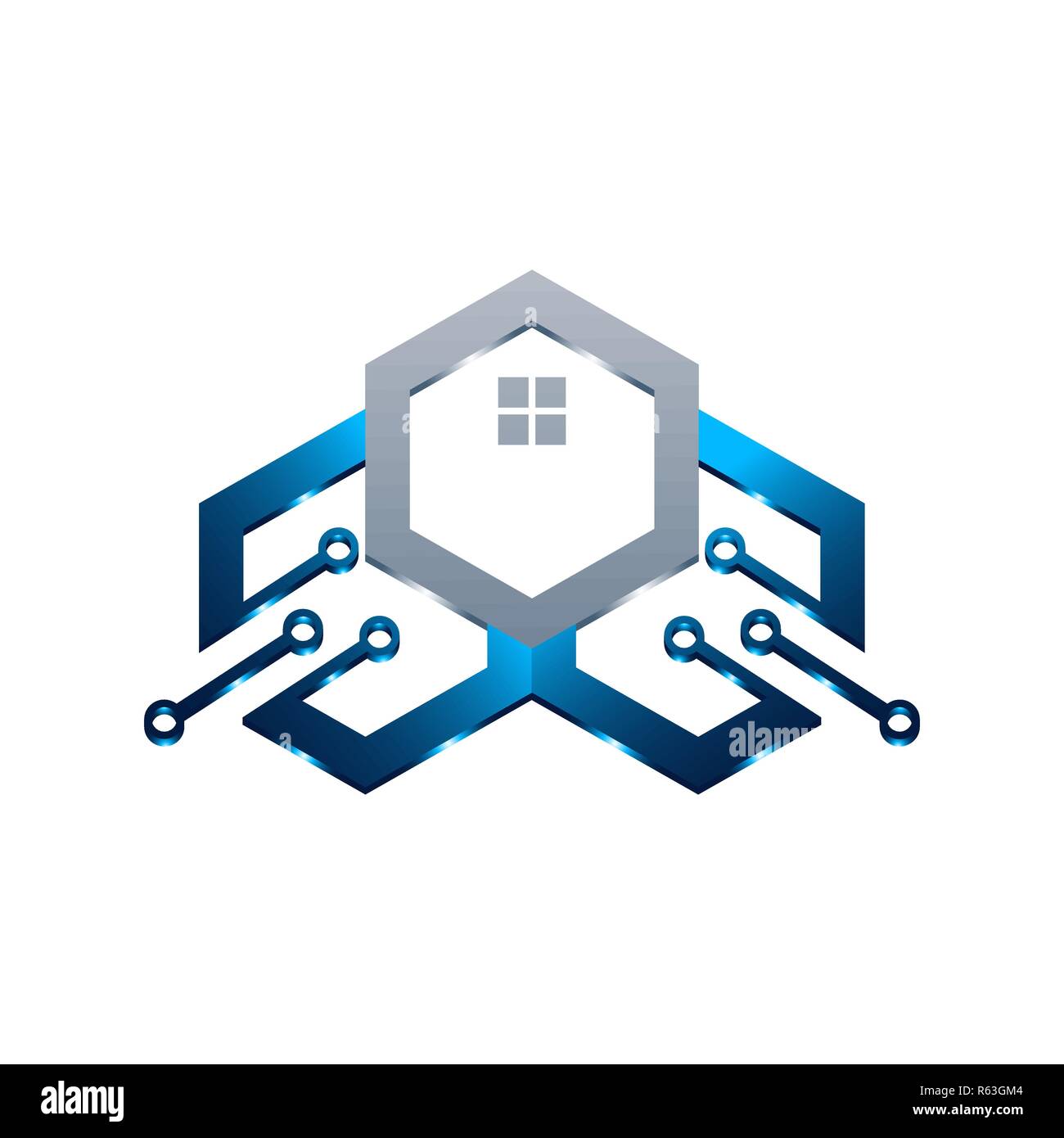 Basic dieses Logo ist Haus und Schaltung, dieses Logo versuchen, eine moderne Technologie zu symbolisieren Stock Vektor