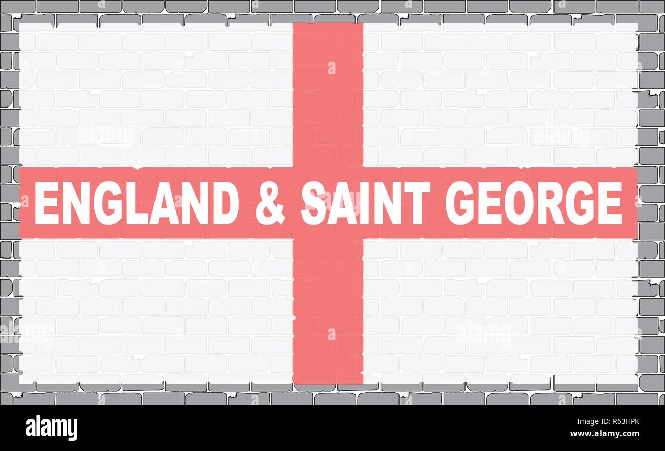 Ein Teil der Mauer als Hintergrund für die Flagge von Saint George in England Stock Vektor