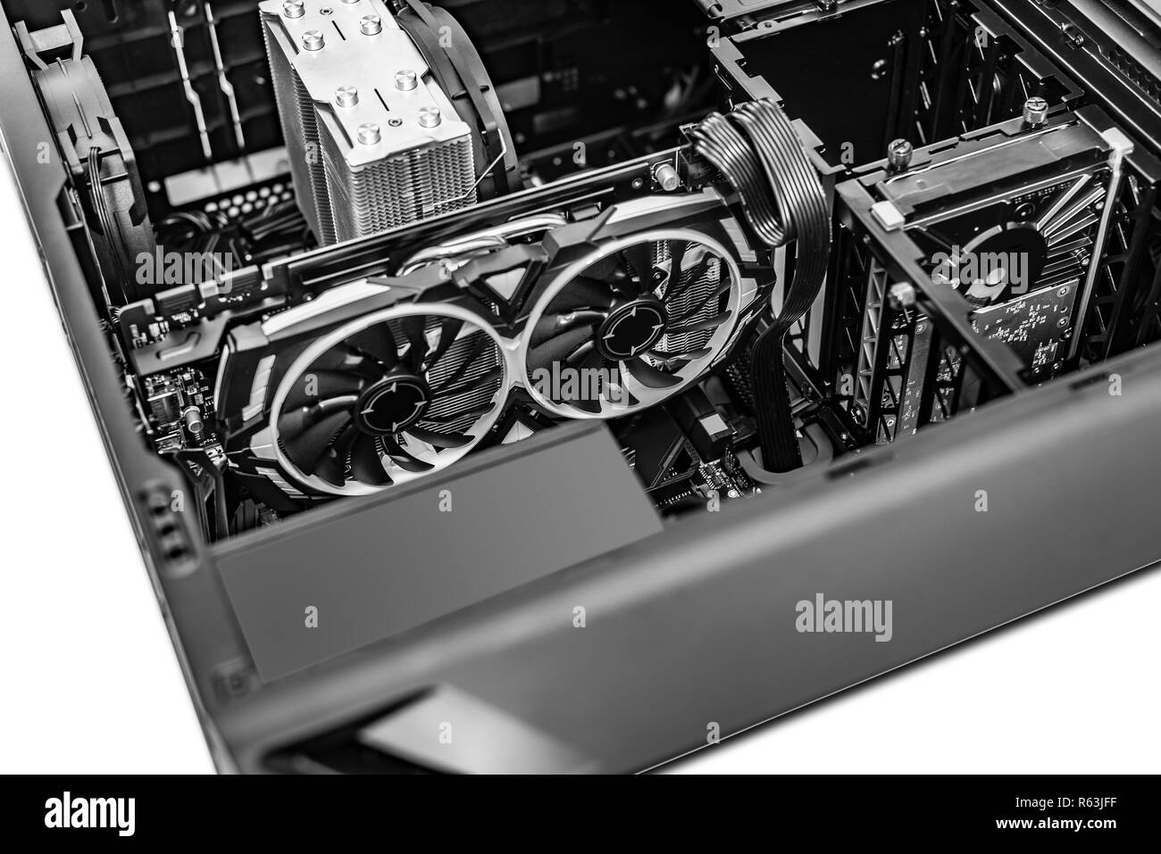 PC-System. Komponenten des Computers bei der Montage des PC. Stockfoto