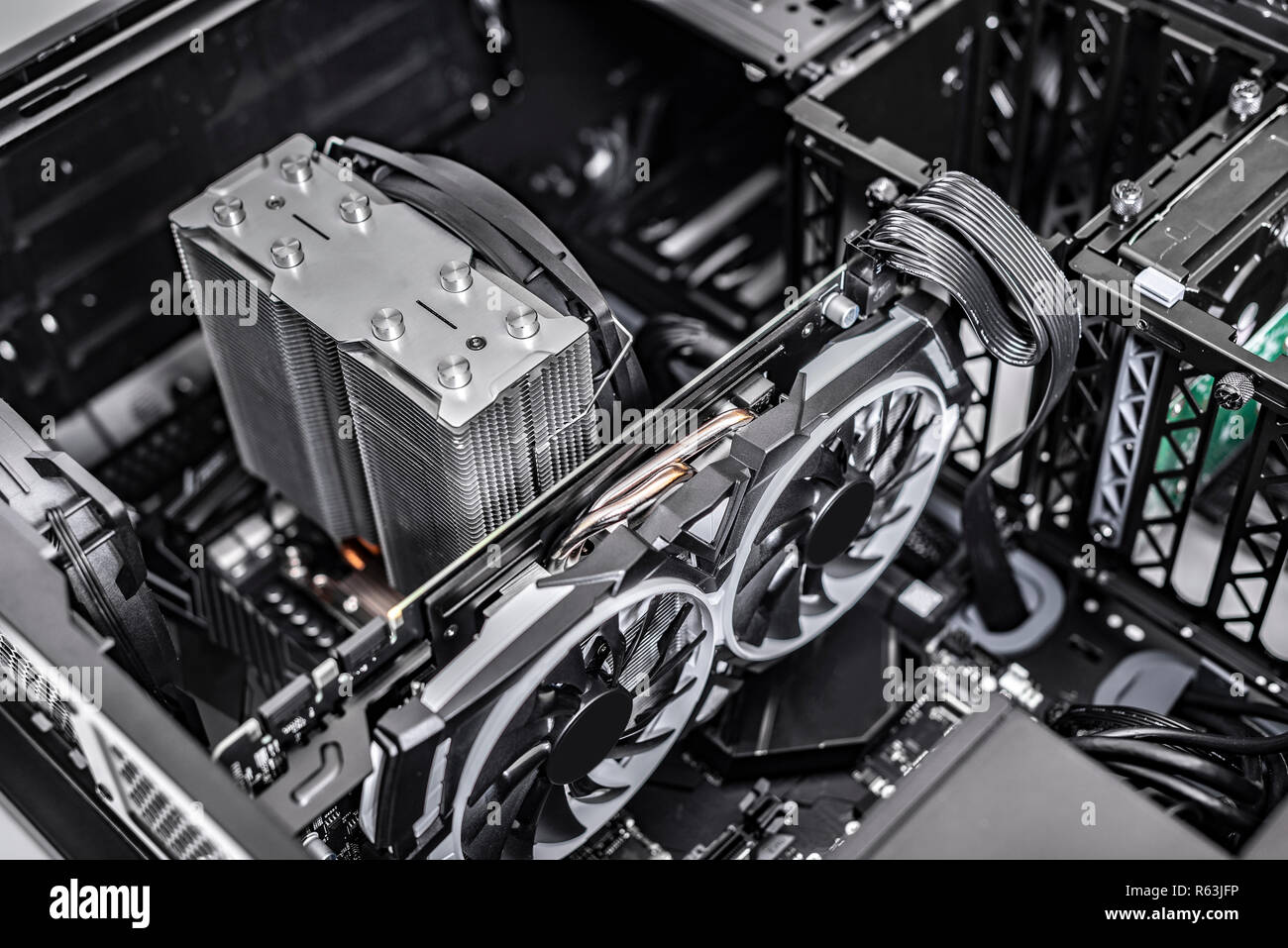 Komponenten des Computers bei der Montage des PC. Stockfoto