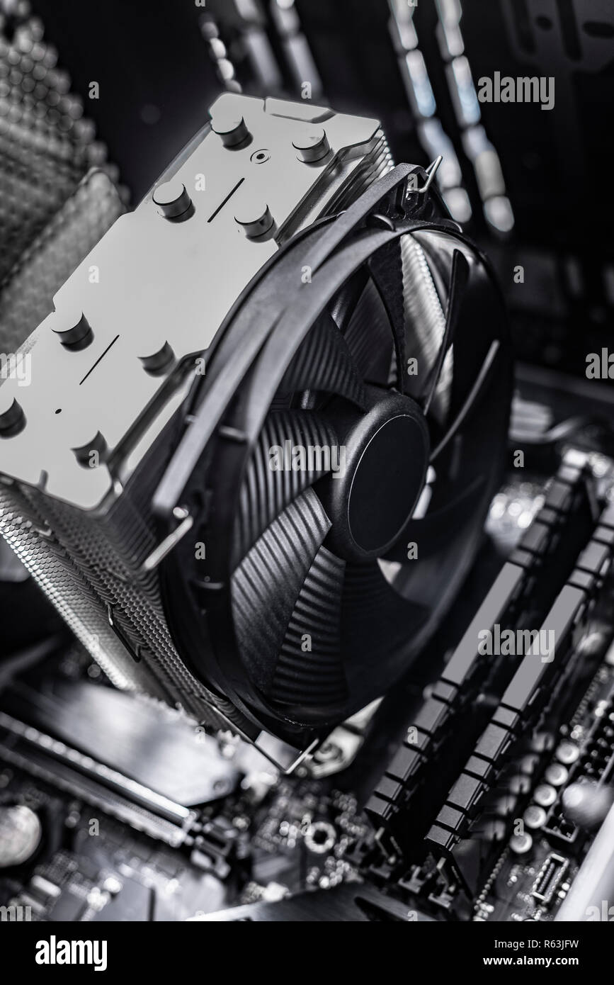 Komponenten des Computers bei der Montage des PC. Stockfoto