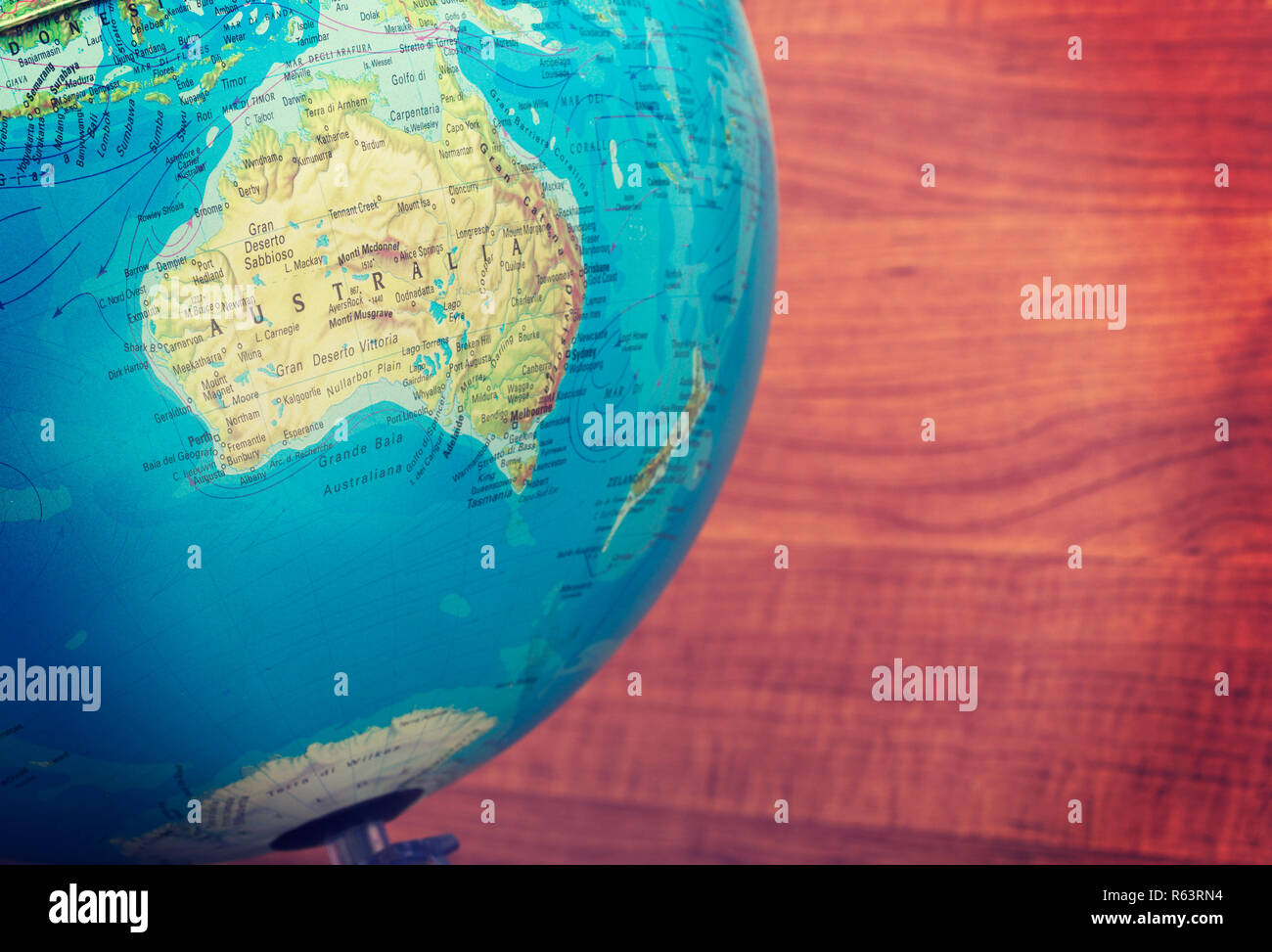 Australien auf Weltkugel Stockfoto
