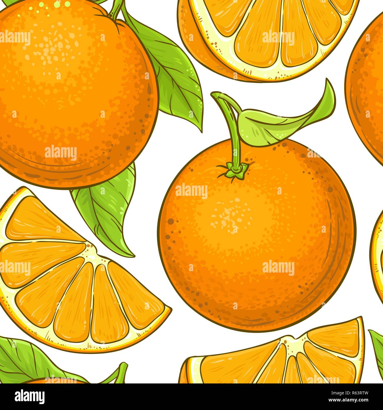 Orange Frucht vektor Muster auf weißem Hintergrund Stock Vektor