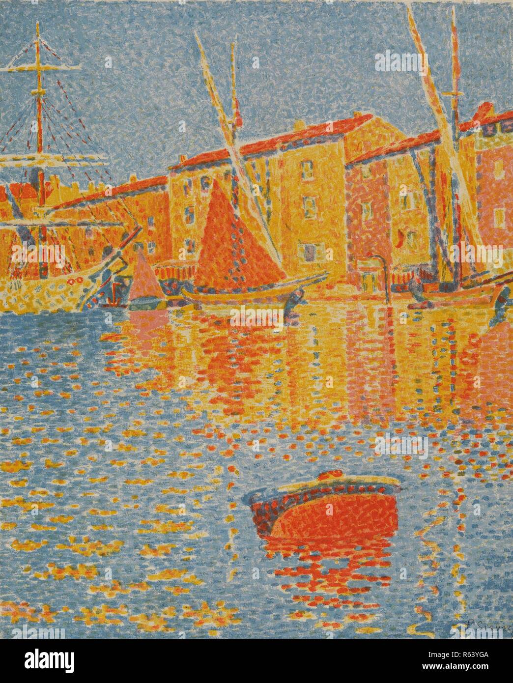 Die Boje (Saint-Tropez, den Hafen) (La Bouée (Saint-Tropez, le port)). Abmessungen: 44,5 cm x 35 cm, 40,3 cm x 32,5 cm. Museum: Van Gogh Museum, Amsterdam. Autor: Signac, Paul. Stockfoto