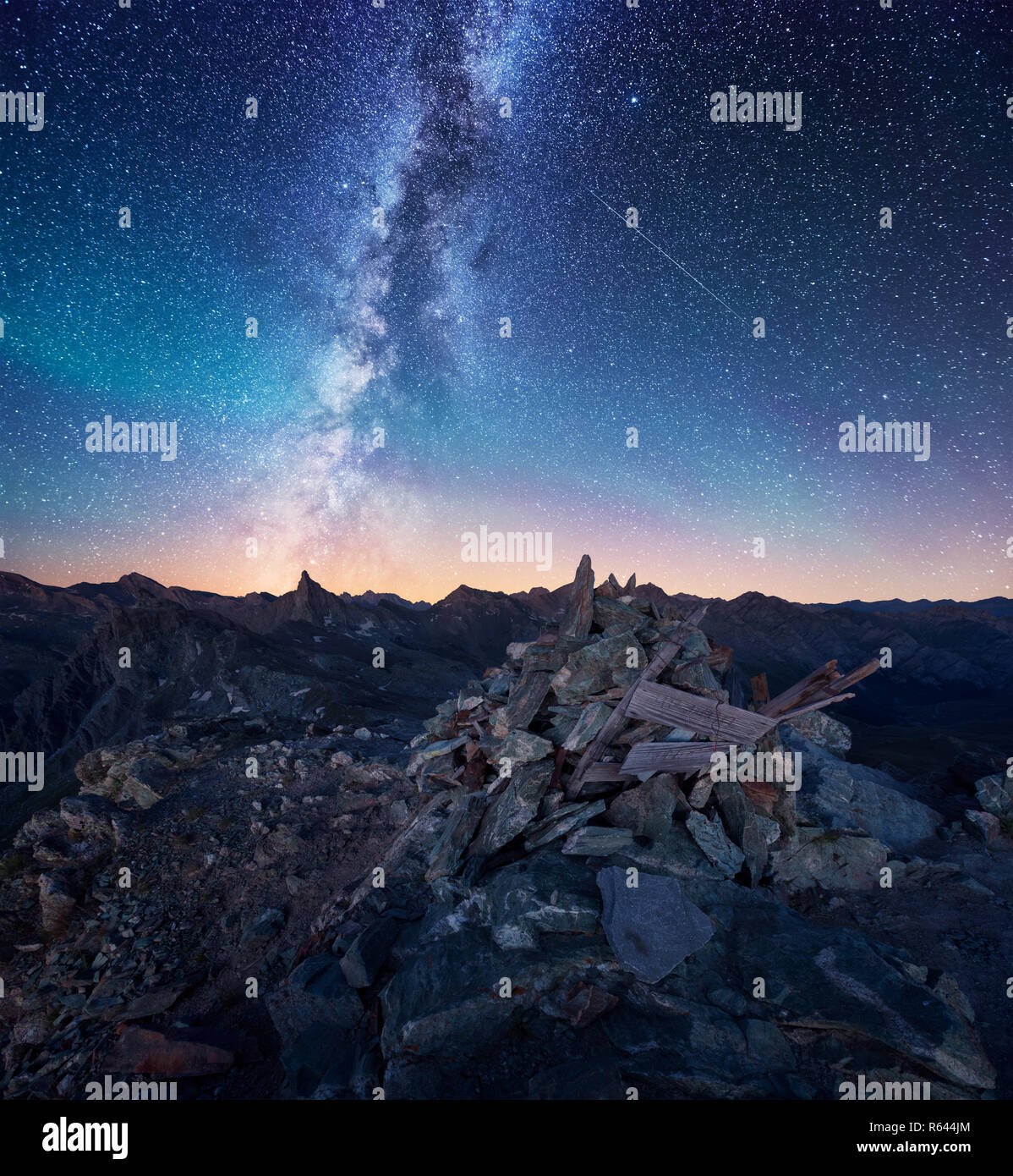 Milkyway in den Französischen Alpen Stockfoto