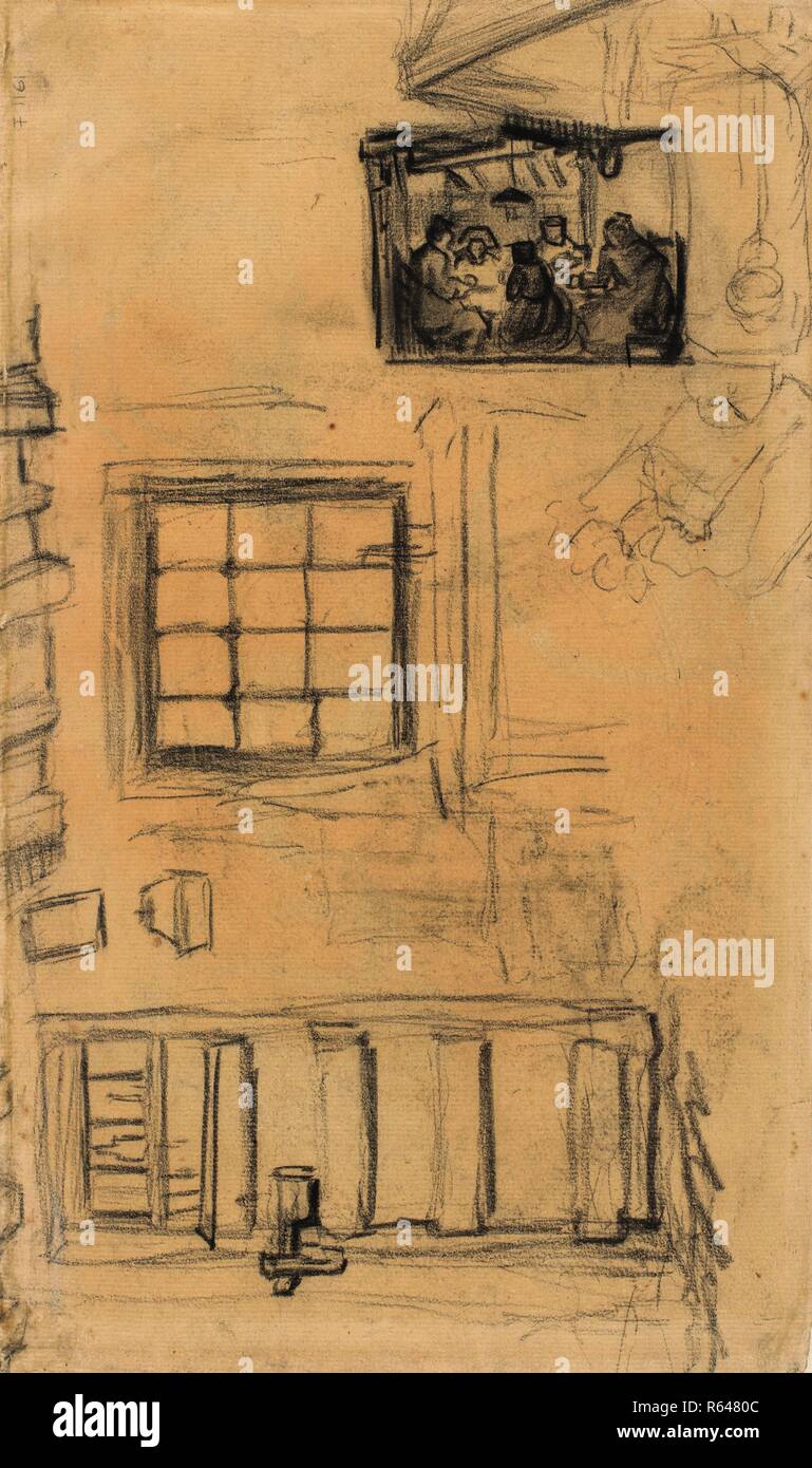 Studien über das Innere der Hütte, und eine Skizze des "KARTOFFELESSER". Datum: März-April 1885, Nuenen. Abmessungen: 21,3 cm x 34,6 cm. Museum: Van Gogh Museum, Amsterdam. Stockfoto