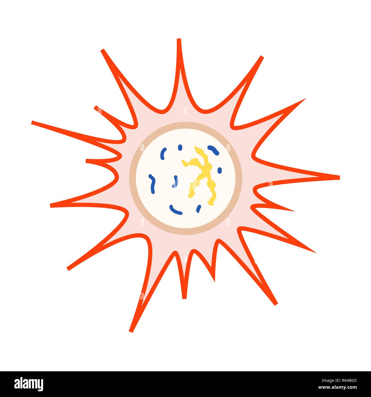 Helle cartoon Bunte primitive Virus, Symbol auf weißem Stock Vektor