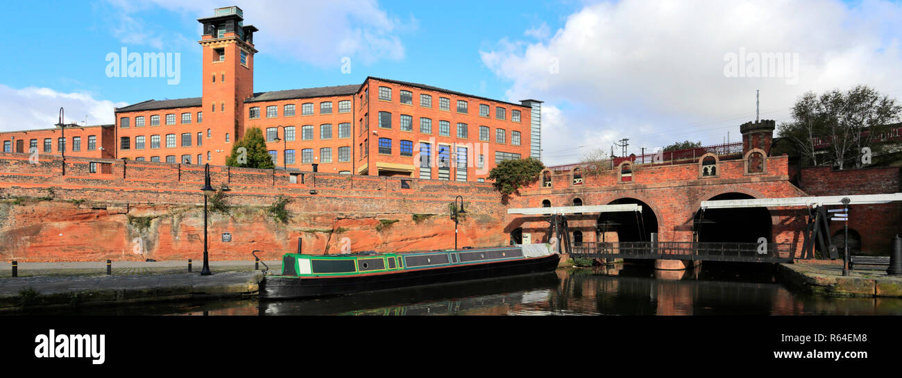 Das lebensmittelgeschäft Lager Ruinen und Bridgewater Canal, Castlefield, Manchester, Lancashire, England, Großbritannien Stockfoto
